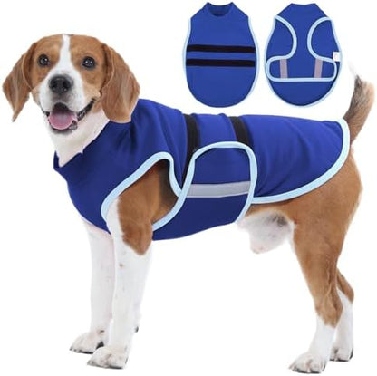 Nanaki Reflective Dog Fleece Sweater-Warm Cozy Puppy Fleece Vest for Fall Early Spring Dog Winter Coat, Adjustable Stretchy Pet Sweatshirts for Beagle Boston Terrier Bulldogs Sweater Christmas, L
