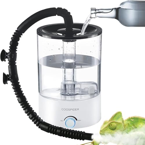 Coospider 4.2L Top Fill Reptile Humidifier, Fogger Mister for Reptiles Tank, Terrariums Humidifiers with Extended Hose/Tube, Reptile Misting System for Reptiles Amphibians Herps Vivarium