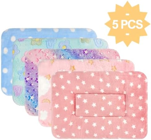 5PCS Guinea Pig Bed, Soft Rabbit Bedding, Fleece Bunny Mat