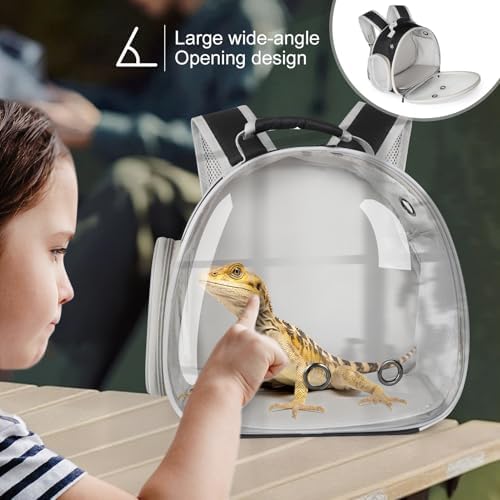 Portable Travel pet Backpack Carrier with Self Warming Pet Bed Set, Guinea Pig Carrier for 2,Reptile Travel Carrier for Lizards Sugar Glider Hedgehog Rat Parrot Birds Breathable Hangbag