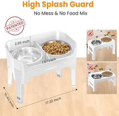 URPOWER Elevated Dog Bowls, 3-in-1 Double Deck Raised Dog Bowl Stand