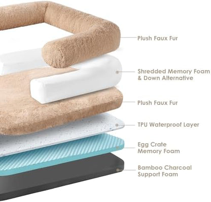 EHEYCIGA Orthopedic Foldable Human Dog Bed - 72x44x11, Camel