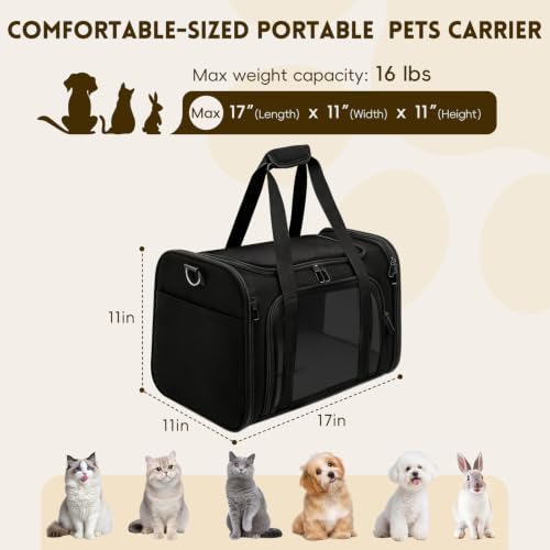 Cat Carrier Soft, Dog Carriers for Small Dog/Large Cat (Up to 16lb)