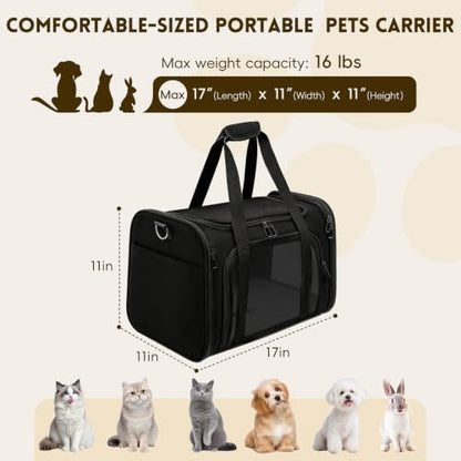 Cat Carrier Soft, Dog Carriers for Small Dog/Large Cat (Up to 16lb)