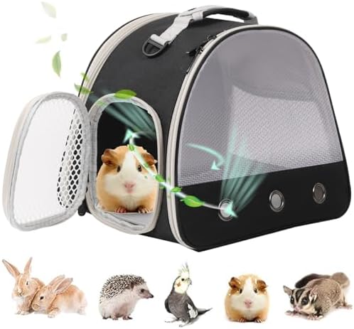 Breathable Guinea Pig Carrier Backpack with Nylon Mesh Window Portable Carrier for Guinea Pig, Bunny Bearded Dragon Bird Chinchilla Ferret Travel Outdoor