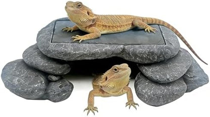 Large Bearded Dragon Basking Platform, Lizard, Snake or Reptile Hide with Heat Storage Slate Stone, 12.6x7x3.5 inch Oversized Gecko Hide Cave
