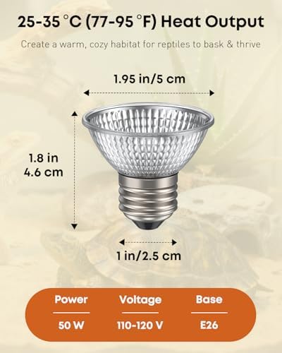 Pawfly 4 Pcs Heat Lamp Bulbs for Reptiles, 50 W UVA UVB Bulb, Reptile Heat Bulb Replacement, Turtle Lamp for Turtle Tank, Turtle Light for Bearded Dragon, Tortoise, Lizard & Chameleon