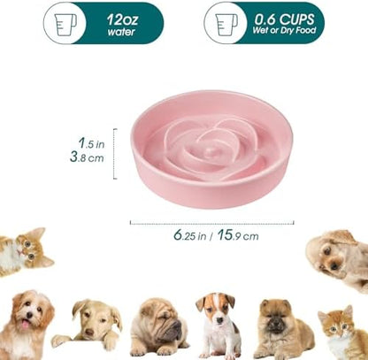 vancasso Ceramic Slow Feeder Dog Bowl, 0.6 Cup Puzzle Dish for Small Breeds