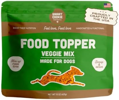 Smart Cookie Natural Dog Food Topper - Veggie - Dog Meal Mixer for All Ages - Vegan Food Topper for Picky Eaters and Boosting Nutrition - Non GMO, Made in The USA - 15 oz Bag (30 Day Supply)