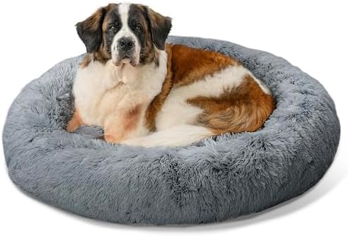 Best Friends by Sheri Original Calming Donut Dog Bed, Gray, XL, 45"