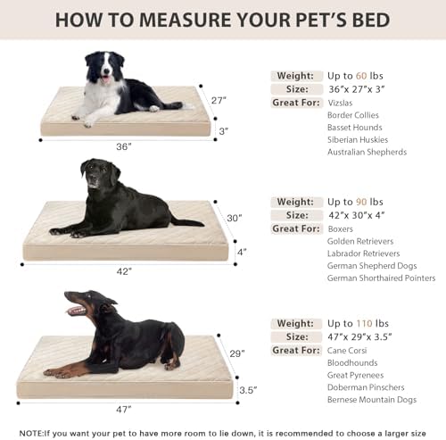 WNPETHOME Orthopedic Waterproof Large Sized Senior Dogs Bed for Comfy Sleep