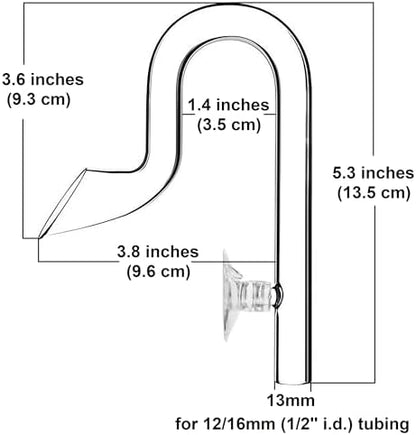 13mm Mini Glass Lily Pipe Inflow Outflow Set - Influx X1 & Efflux F1 for Nano Aquarium