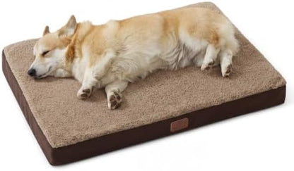 Bedsure Washable Dog Crate Bed for Large Size with Comfy Sherpa,35x22 Brown