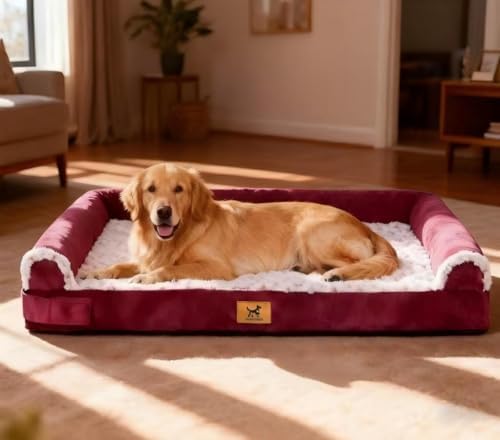 XL Orthopedic Dog Bed for Large Dogs, Egg-Crate Foam with Bolster