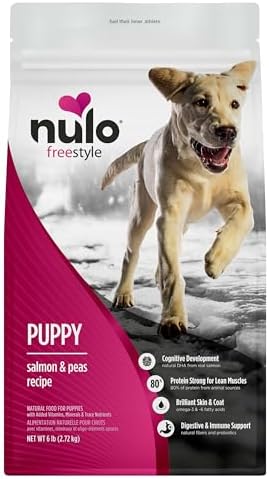 Nulo Freestyle Dry Puppy Food - Salmon & Peas, Premium Grain Free Dog Food for Puppies, Natural, High Protein Kibble with DHA, Omega 3 & Probiotics, for Small and Medium Breeds, 6lb Bag