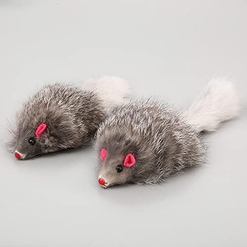 Rabbit Fur Cat Toys Interactive Cat Toy Mouse with Rattle Fake Mice Kitten Toys for Indoor Cats Fuzzy Cat Mice Toys Realistic Squeaky Mouse Cat Toy Furry Mice Cat Toys,12Pcs