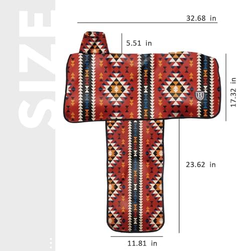 Harrison Howard Sturdy Waterproof Western Saddle Cover with Stylish Prints that Stand Out Keep Your Saddle in Pristine Condition Perfect for Showing or Riding Events-Classic Indian Red