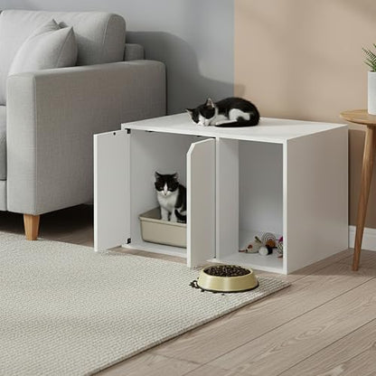 Furinno PELI 24" Wide Cat Litter Box Enclosure, Solid White