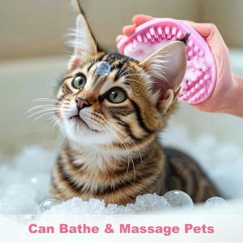 2 PCS Pink Pet Washing Gloves with Dog Bath Scrubber