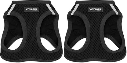 Voyager Step-in Air Dog Harness w/Leash - All Weather Mesh Step in Vest Harness for Small and Medium Dogs by Best Pet Supplies - Black, M (Pack of 2)