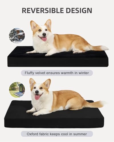 KSIIA Orthopedic Dog Bed for Medium Dogs with Waterproof Lining,Black,29x18