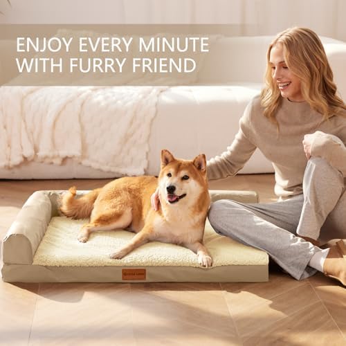 Patas Lague Orthopedic Large Dog Bed Washable Pet Sofa Bed 56''X40''Beige