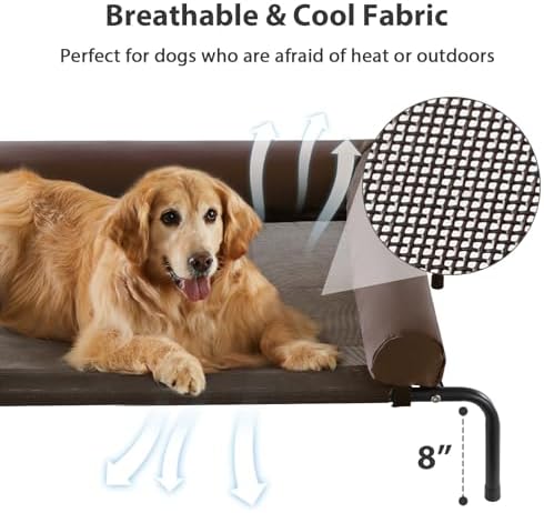 RRPETHOME Large Elevated Cooling Cot, Portable Outdoor Raised Dog Bed