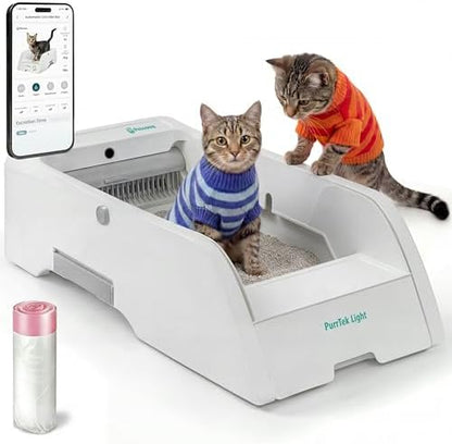 PetCove PurrTek Light Open Top Automatic Litter Box Self Cleaning 5GHz WiFi
