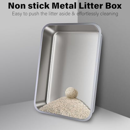 Stainless Steel Litter Box Big Cats,Metal Litter Box for XL/L Cat