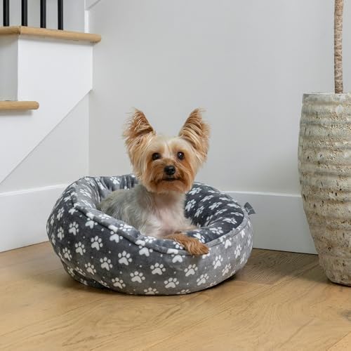 Fringe Studio Paw Dot Charcoal Small Circle Microplush Pet Bed 18" - Poly Filled - Machine Washable