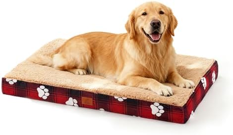 Orthopedic XL Dog Bed for Crate 41x27 Inch Christmas Red