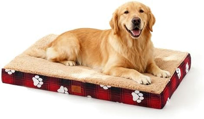 Orthopedic XL Dog Bed for Crate 41x27 Inch Christmas Red