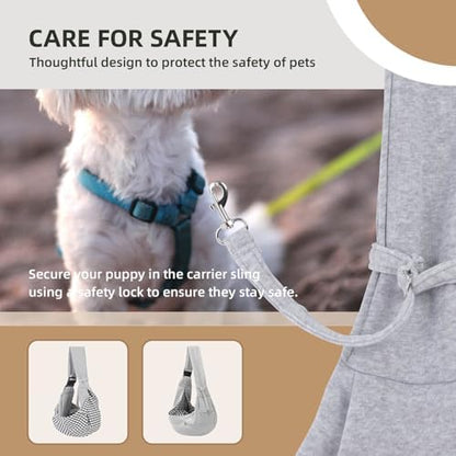Adjustable Dog Sling Carrier with Pocket, Puppy Carrier for Small Dog & Cat
