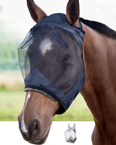 Harrison Howard CareMaster Horse Fly Mask Large Eye Space Standard Black Medium Cob
