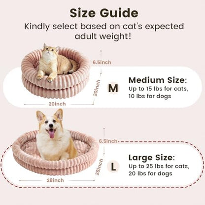 Pet Bed for Medium Dogs and Cats, 28" Cute Donut Cat Bed, Pink