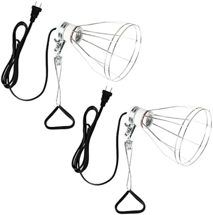 Simple Deluxe Clamp Lamp Light with Steel Cage Wire Grill Up to 250W E26 Socket (No Bulb Included), 6' Cord, 2 Pack