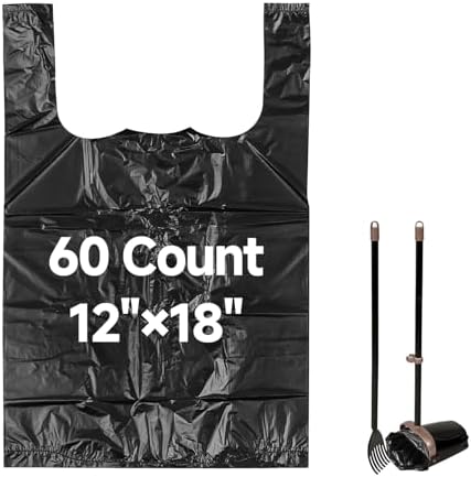 60 Count Pooper Scooper Bags Compatible with Arm and Hammer, Dog Waste Bags with Easy-Tie Handles, Extra Thick with No-Leakage Pet Poop Bag for Swivel Bin and Rake, Multi-Use (Only Dog Poop Bags)