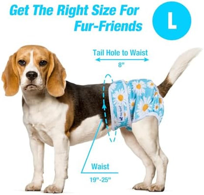 Pet Soft Female Dog Diapers, 3 Pack Washable Dog Diapers for Dogs in Heat, Reusable Dogs Period Panties, Puppy Diapers Female (Flower, L)