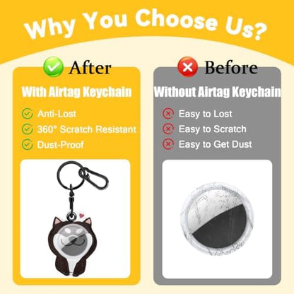Leather Keychain Holder Case for AirTag, Cute Protective Cover for Apple Airtag KeyChain, GPS Tracker Item Finder