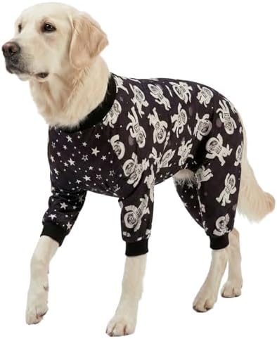 LovinPet Pitbull Outfit, Large Breed PJs, Outer Space Astronaut Print, XL