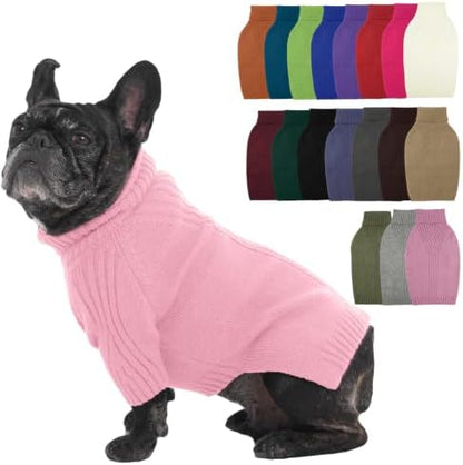 IECOii Small Dog Sweater, Warm Turtleneck for Small to Medium Dogs, L