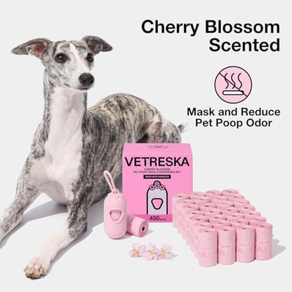 VETRESKA Dog Poop Bags with Handles 450 Count, Floral Scented Waste Bags