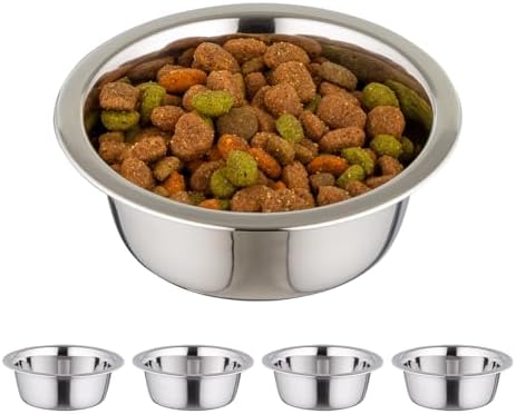 IRIS USA Stainless Steel Pet Bowls, 16 oz, 5 Pack