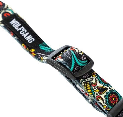 Wolfgang Heavy Duty Martingale Dog Collar with Quick Release Nylon Buckle for Walking & Training, LosMuertos Print, Small
