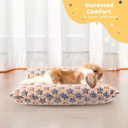 Rabbit Bed with Pillows, Dual-Sided 17"x15" Washable Lounger Pad