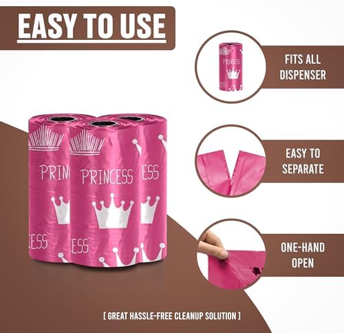 Parisian Pet Ecofriendly Dog Poop Bags Rolls - 320 Count Unscented Poop Bags For Dogs - Leakproof, Extra Thick, 16 Dog Waste Bags Refill Rolls - Princess Pink Doggie Poop Bags - Fits All Dispenser