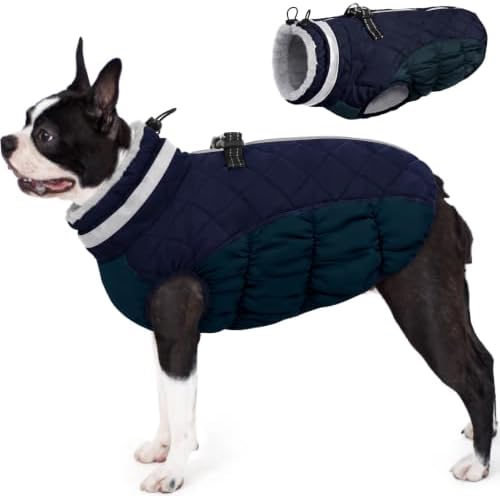 AOFITEE Small Dog Coat Waterproof Dog Winter Jacket with Harness Built in