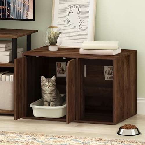 Furinno Peli Litter Box Enclosure, Small, Columbia Walnut