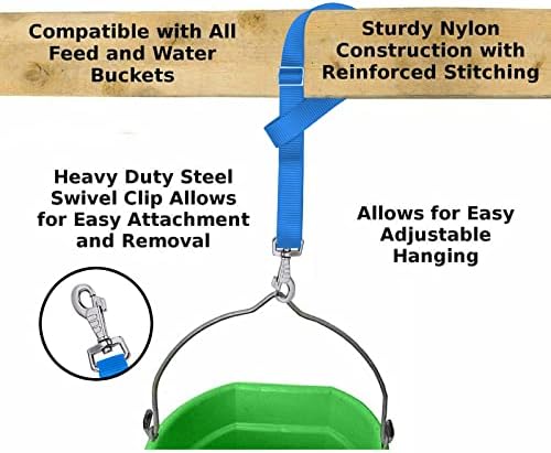 Rosemarie Horse Bucket Strap Hangers,Horse Suppliers Adjustable Nylon Straps up to 700 lbs for Hay Nets, Water Buckets,Hanging-Pratical and Easy Use(4 Pack) (Blue)