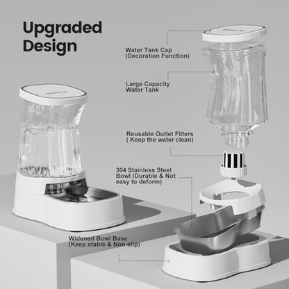Automatic Dog Water Dispenser, Stainless Steel Bowls Feeder, 100% BPA-Free